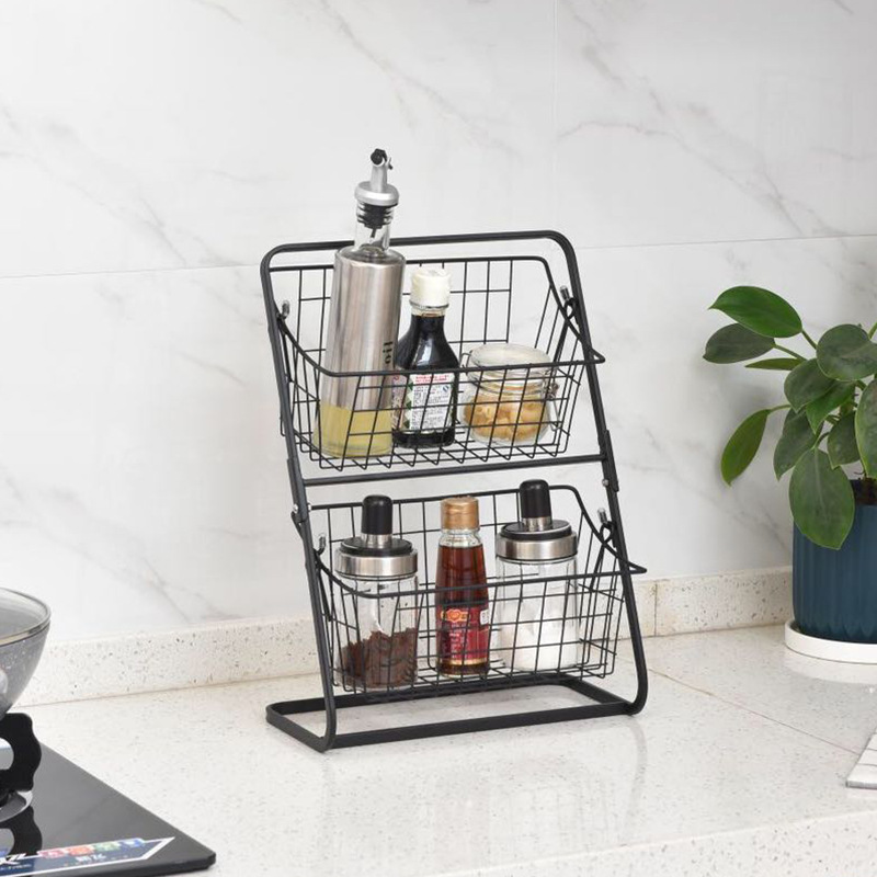 Stainless Steel Countertops Multilayer Spice Rack Fruit Kitchen Storage Kitchen Storage Rack - Image 5