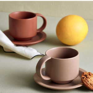 Velvet Ceramic Coffee Mug With Tray
