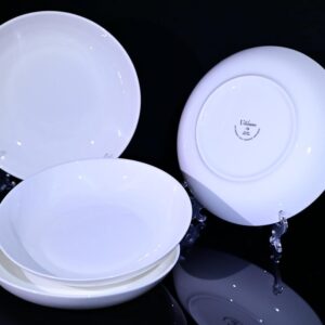 Lily Bone China Dinnerware Set, 4 Pieces, 8.5-inch White Pasta, Salad, Fruit Plate